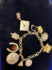 Vintage Story-Telling Charm Bracelet w/ 10 Charms HS College Sororities Wedding