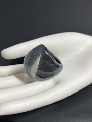 Chunky Lucite Dome Ring Clear Silver Bubble Shimmer 8 Retro Statement Runway