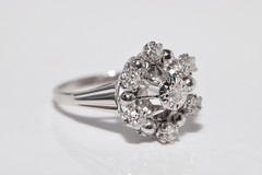 Antique Circa 1920s Art Deco 18k Gold Natural Diamond Decorated Ring