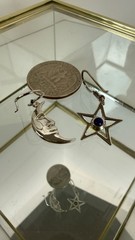 Vintage Sterling Silver SOMA Moon & Star Mismatch Earrings Lapis Celestial 925