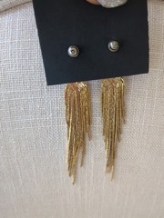 Vintage Clip On Earrings Gold Tone Tassel
