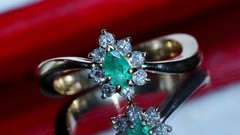 14k yellow gold 0.27ct natural diamond sz 4.5 ring emerald vintage treated 2.99g