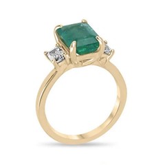 Art Deco 3.80Ct Natural Emerald Vintage Wedding Ring Set 14K Yellow Gold FN