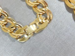 VINTAGE LARGE DOUBLE CURB LINK GRADUATED GOLD TONE 24″ NECKLACE