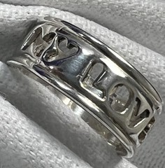 “MY LOVE” open cut 5/16″ N -S Sterling Silver Estate 0.925 BAND RING size 7.5