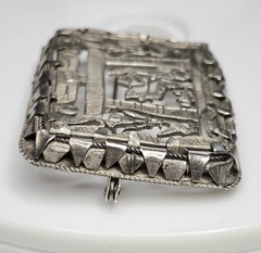 Art Deco Sterling Silver Egyptian Revival Brooch Chariot Vintage