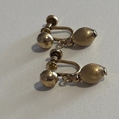 Vtg A&Z 1/20 12K Gold Filled Ball and Brushed Dangle Football Screwback Earrings