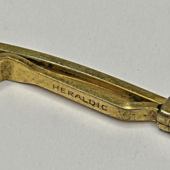 Vintage Heraldic Gold Tone Collar Bar Pin Tension Clip – Mid Century Traditional