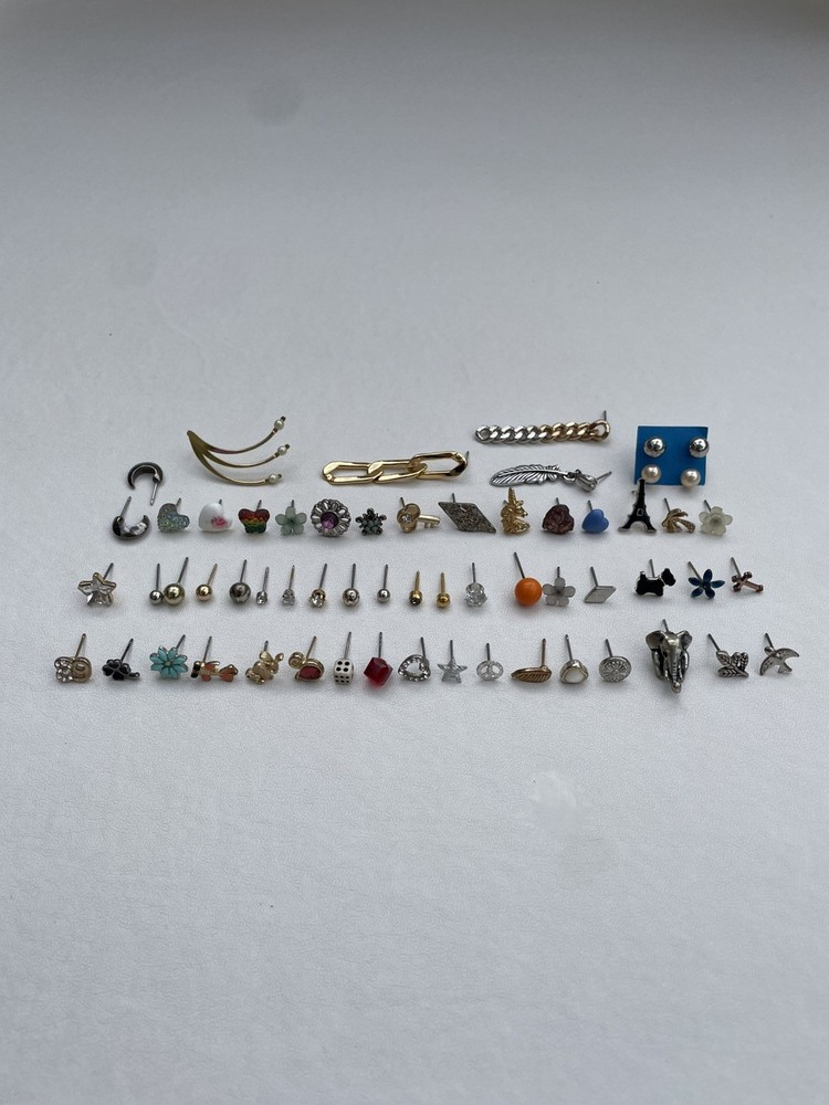 SINGLE Pierced Stud Earring Lot Craft Jewelry Art Metal Glass Acrylic 60 Earring