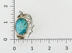 Sterling Silver 925 Abstract Turquoise Vintage Modernist Retro Pendant Handmade
