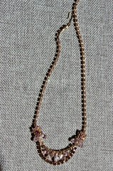 Mid Century Purple Rhinestone Gold Tone Choker Unsigned Prong Set 15″