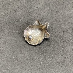 Vintage Silver Oyster Shell With Silver Pearl 925 Sterling Dangle Charm Pendant