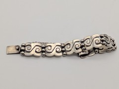 HEAVY Vintage Taxco Mexican Sterling Silver Link Ball Bracelet 74 Grams Sz 7¼