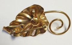 Barclay Brooch Pin Pendant 12kt 1/20 Gold Filled Faux Turquoise Enamel Leaf