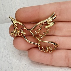 Vintage Vero Peace Dove Gold Toned Brooch 1960s-1980s RARE
