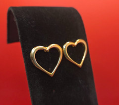 Vintage Gold Tone Heart Stud Earrings Perfect For Your Valentine (7/8 inch)