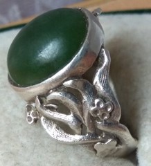 RARE Elegant Nephritis stone RING SILVER ANTIQUE size 12 Jewelry