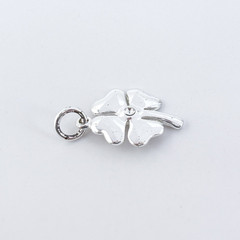 Vintage Sterling Silver 925 Four-Leaf Clover Cubic Zirconia Good Luck Pendant