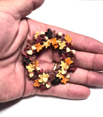 Vintage 80’s Papel Giftware Festive Autumn Fall Leaf & Acorn Wreath Pin / Brooch
