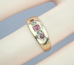 Lovely Antique Victorian Solid 15K Gold Ruby Diamond Gem Ring Chester 1892 5.75