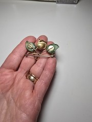 Vintage Krementz Rose and Green Leaf Pin-Brooch 2 inches wide