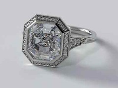 4.00Ct Asscher Cut Lab-Created Diamond Halo Octagon Anniversary 925 Silver Ring