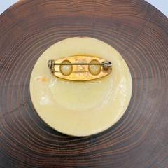 Antique Japanese Satsuma Ceramic Porcelain Hand Painted Brooch Pin Birds Flowers