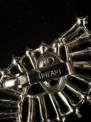 TRIFARI Crystal Baguette Rhinestones Rhodium Married Alfred Philippe Crown w/Box
