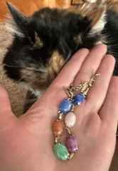 Vintage Link Bracelet Multicolor Stones Prong Set Open Back Small