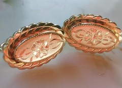 Vtg 1/20 12KT GF Victorian Design Floral Etched Screwback Earrings—11-25