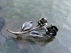 Vintage Teka Signed Rose Flower Theodore Klotz Brooch 835 Silver Germany
