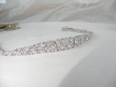 Vintage Sterling Silver 925 Cluster Gemstone Tennis Bracelet 7.5″