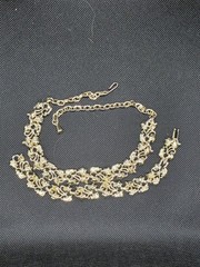 Vintage AB Choker & Bracelet Set Bracelet Missing One Stone Gold Tone