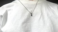 14K Solid White Gold Natural Blue Sapphire Reflect Pendant Necklace