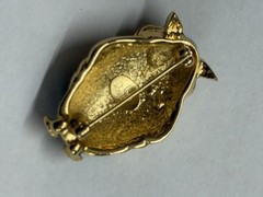 JOAN RIVERS COLLECTION PAVE’ CRYSTAL OWL PIN BROOCH ESTATE BLACK ENAMEL GOLDTONE