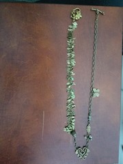 Signed JRD Brass Art Nouveau Necklace Ivy Heart Leaf Cascade Twig Toggle Boho
