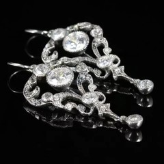 Art Deco Round Cut Lab Created Diamond Pretty Drop/Dangle In 925 Silver Earring