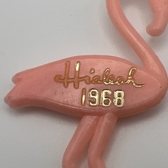 2 Vintage Hialeah Pink Flamingo Brooch Pin 1968 1969 Park Race Track Souvenir