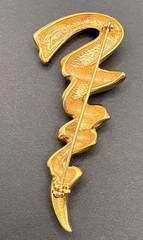 Vintage Tona Modernist Twist Corkscrew Swirl Shiny & Matte Gold Tone Brooch