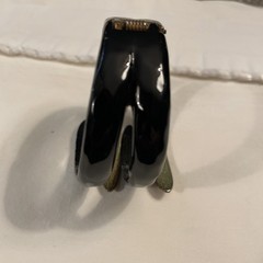 Vintage Gold/Black Bracelet Hinged Clamp Textured Minimalist Unsigned