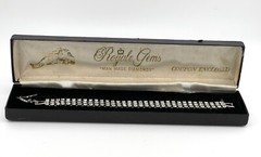 VINTAGE ROYALE GEMS MAN-MADE DIAMOND 3-ROW BRACELET – 6.75″ WITH BOX SPARKLY!