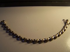 VINTAGE ESTATE DESIGNER BRUSH GOLDWASH STERLING SILVER TENNIS BRACELET 7 1/4″