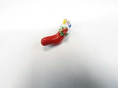 Small Red White Green Blue Yellow Enamel Christmas Stocking Brooch Vintage