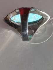#8 Turquoise Sterling Marquise Shape Ring Size 8