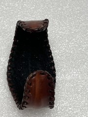 Vintage Leather Cuff Bracelet Blue Stone 3”