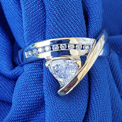 ORIGINAL EARTH MINED Triangle DIAMOND Engagement Ring SOLID 14K GOLD Solitaire 6