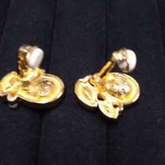 Swarovski Swan Gold Tone Lavender Yellow Pink Crystal Earrings Clip-On