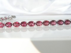 New Sterling Silver 925 Natural Rhodolite Pink Garnet Tennis Bracelet 7.5″