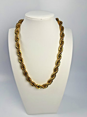 Vintage Napier Chunky Gold Tone Rope Chain Signed Twisted Necklace 110g 17.5″