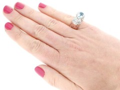 1.36 Ct Aquamarine 0.78 Ct Diamond and 0.50 Ct Ruby 18k Rose Gold Dress Ring